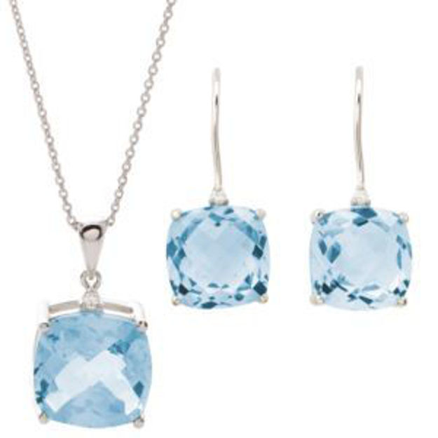Picture of Blue Topaz Earring & Necklace Set