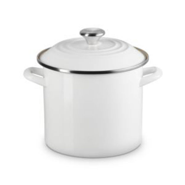 Picture of 8qt Enamel on Steel Covered Stockpot White