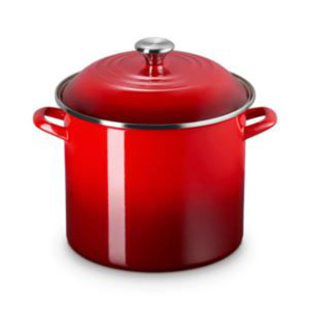 Picture of 12qt Enamel on Steel Classic Stockpot w/ Lid Cerise