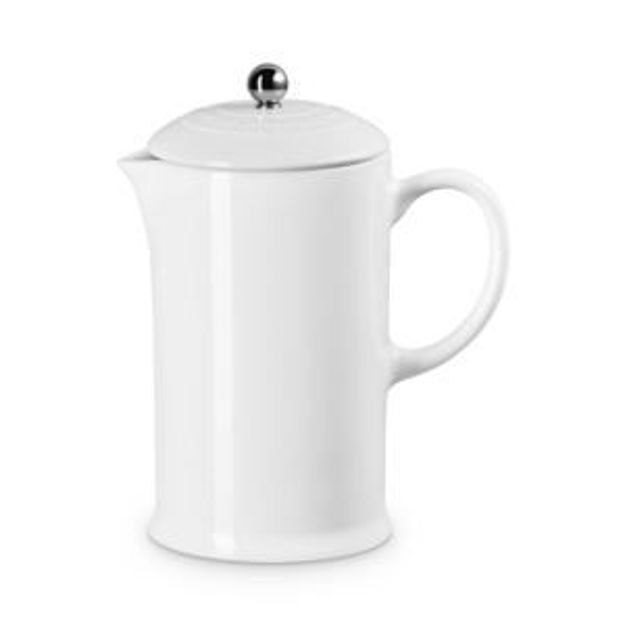 Picture of 1.1qt Stoneware French Press w/ Stainless Steel Knob White