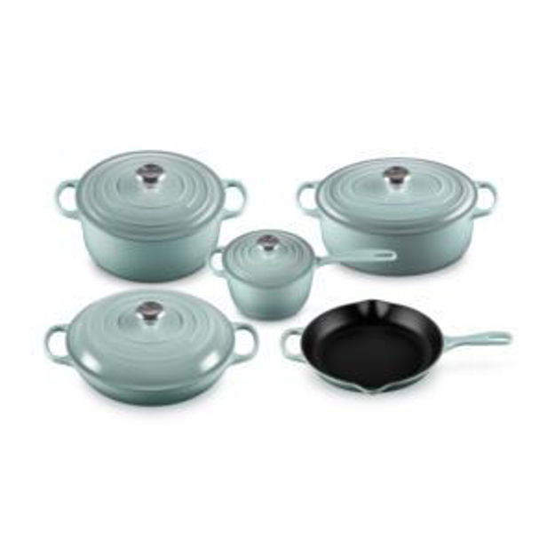 Picture of 9pc Signature Cast Iron Cookware Set Sea Salt