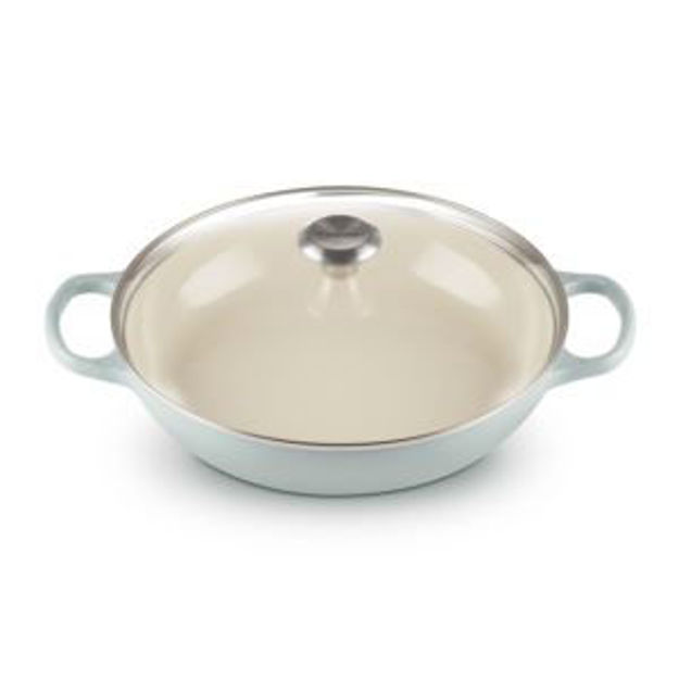 Picture of 3.5qt Signature Cast Iron Braiser w/ Glass Lid Sea Salt