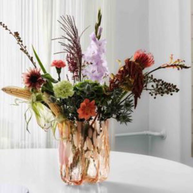 Picture of Crackle Vase Tall Amber/Flamingo