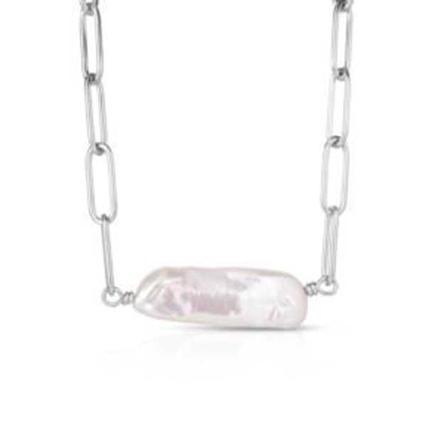 Picture of Iridescent Pearl Necklace Silver