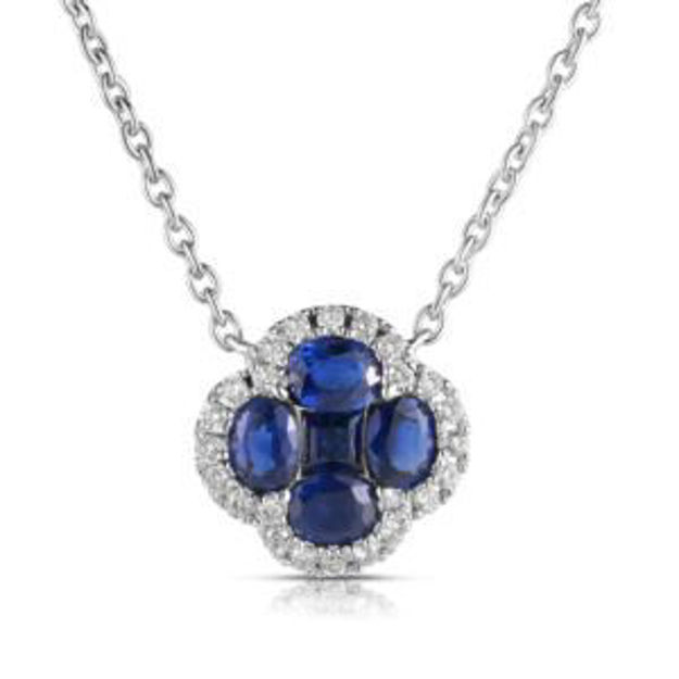 Picture of Sapphire and Diamond Clover Necklace