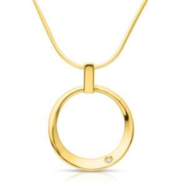 Picture of Circle Pendant Diamond Necklace Gold