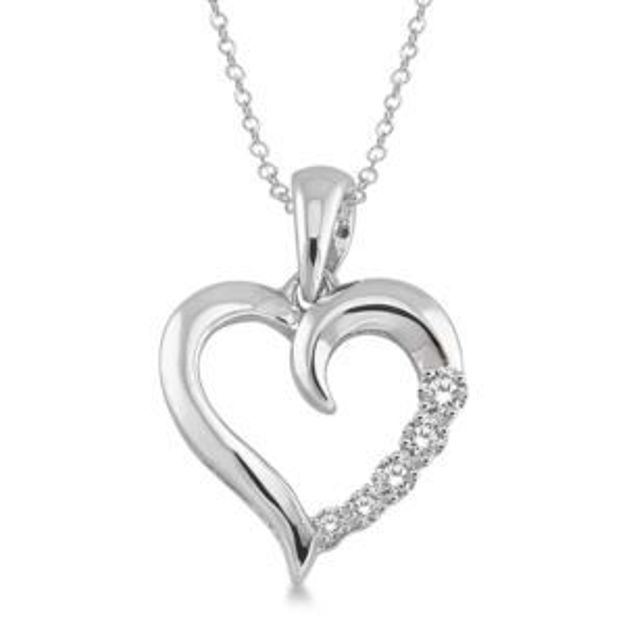 Picture of Diamond Heart Pendant Necklace Silver