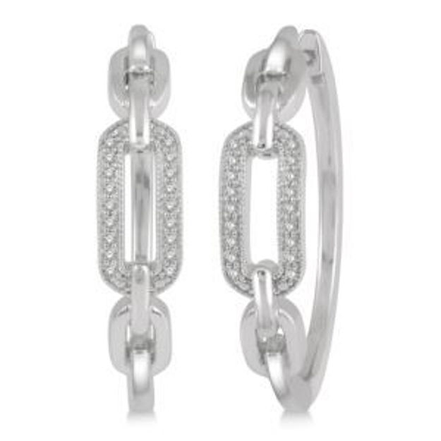 Picture of Diamond Paperclip Hoop Earrings