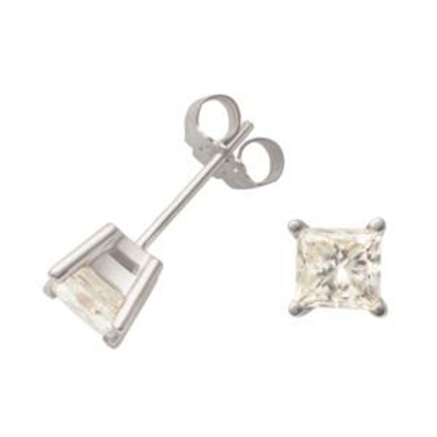 Picture of 14k White Gold .50twt Princess Cut Diamond Earrings