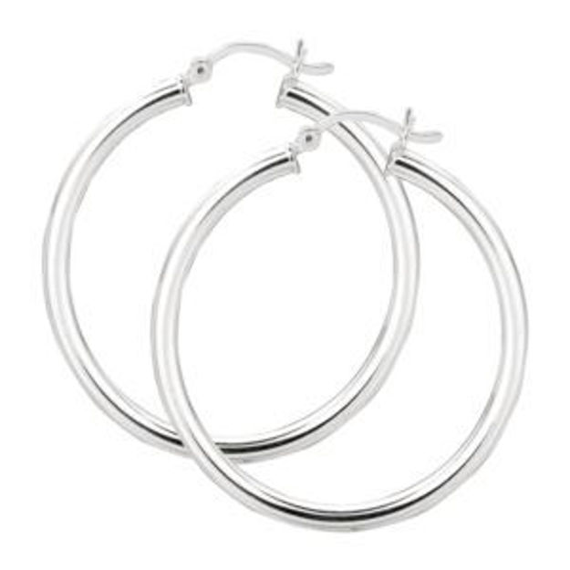 Picture of Sterling Silver 3x40mm Hoop Earrings