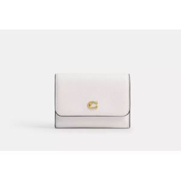 Picture of Pebbled Leather Essential Flap Card Case - Chalk