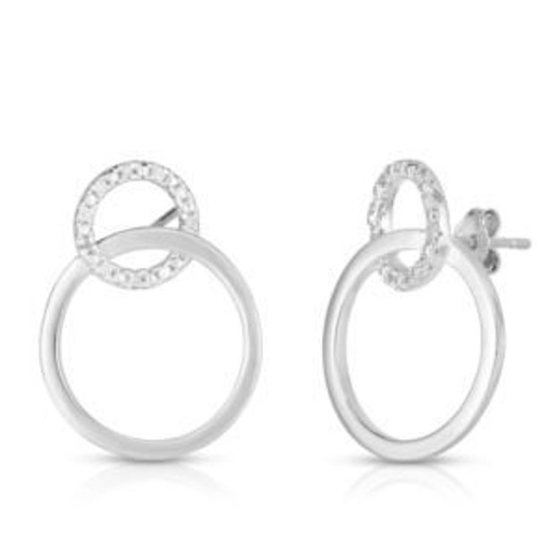 Picture of Diamond Circle Earrings Silver
