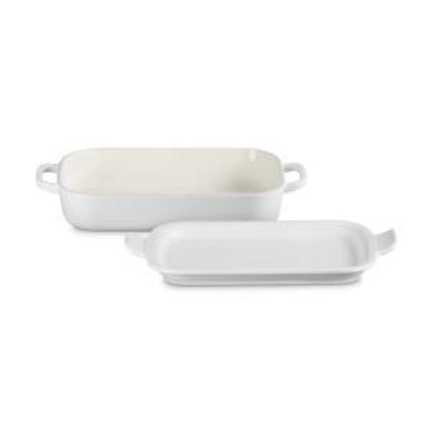 Picture of 2.75qt Stoneware Rectangular Dish w/ Platter Lid Matte White