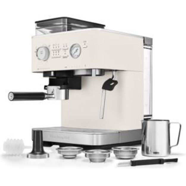 Picture of KitchenAid Semi Automatic Espresso Machine with Burr Grinder, KES6551, Porcelain White