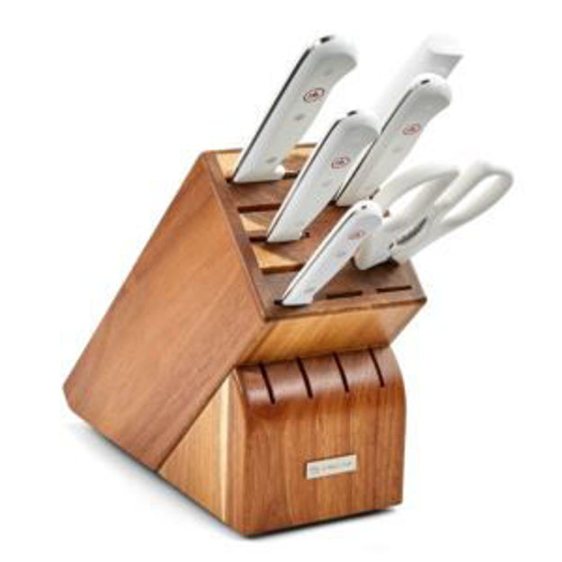 Picture of Gourmet 7pc Knife Block Set w/ White Handles