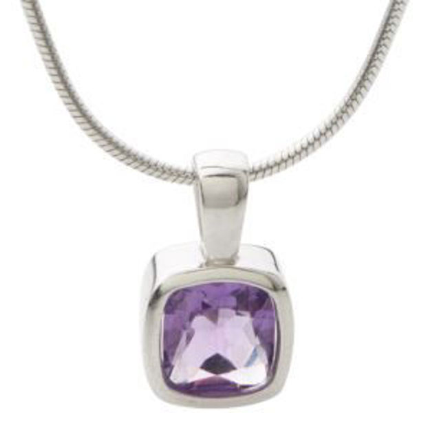 Picture of Purple Amethyst Necklace w/ Stainless Steel Chain