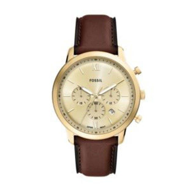 Picture of Mens Neutra Chronograph Brown Leather Strap Watch Gold Dial