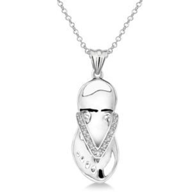 Picture of Diamond Flip Flop Pendant Necklace Silver