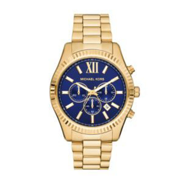Picture of Mens Lexington Chronograph Gold-Tone Stainless Steel Watch Blue Dial