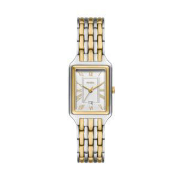 Picture of Ladies Raquel Two-Tone Stainless Steel Rectangle Watch Silver Dial