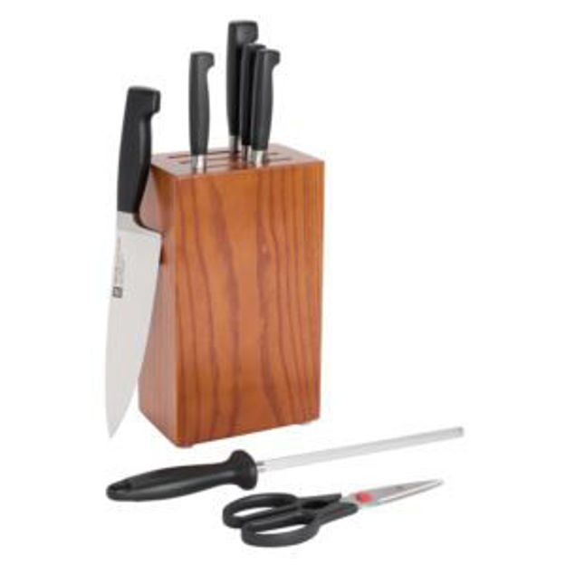 Picture of Four Star 8pc Knife Block Set Brown Ash Wood
