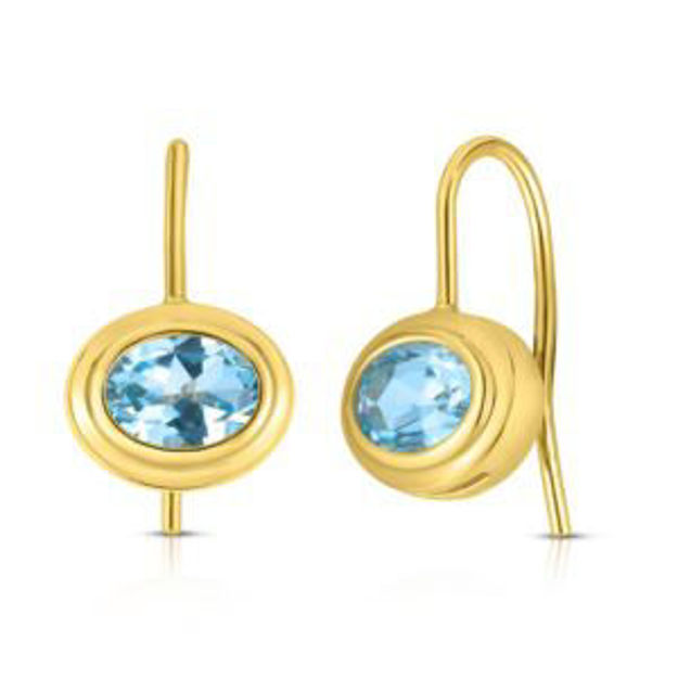 Picture of Oval Blue Topaz Drop Earrings Gold
