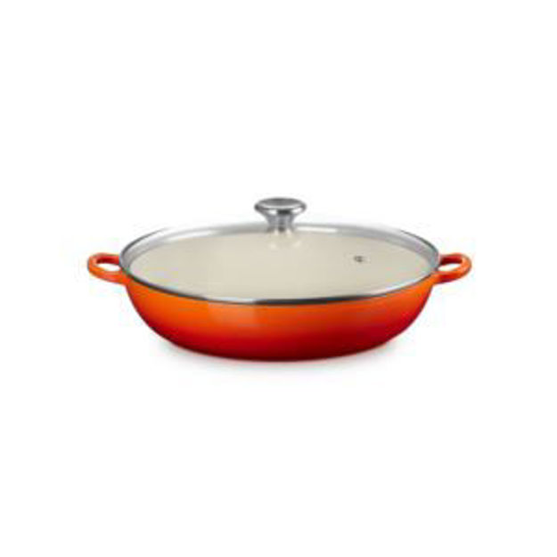 Picture of 5qt Traditional Cast Iron Braiser w/ Glass Lid Flame