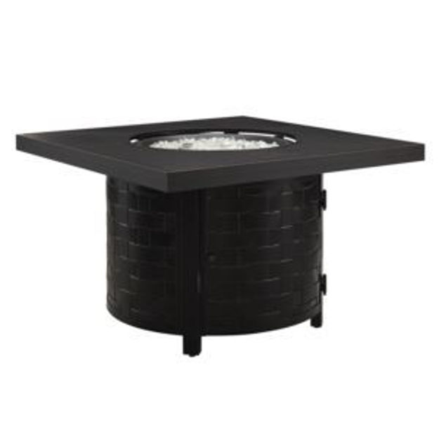 Picture of Henley 40" Round Aluminum Basketweave Convertible Gas Fire Pit Table