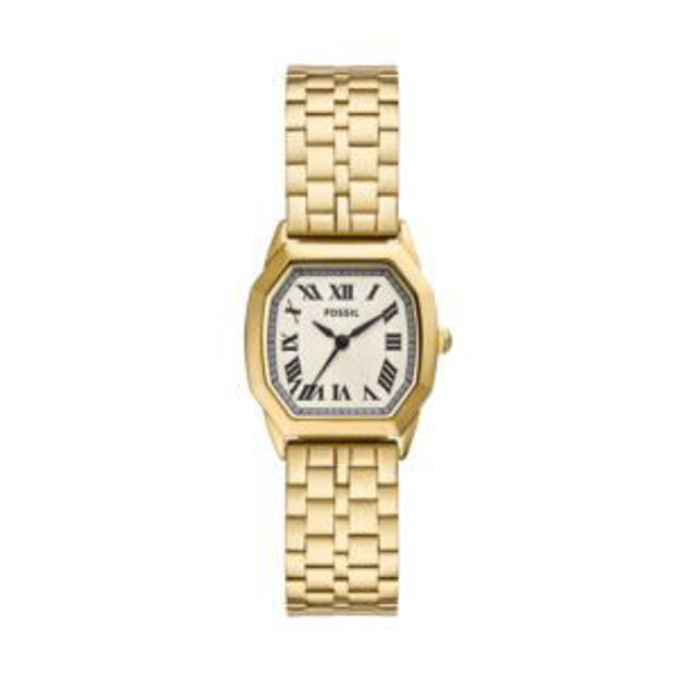 Picture of Ladies Harlow Gold-Tone Stainless Steel Octagon Watch Cream Dial