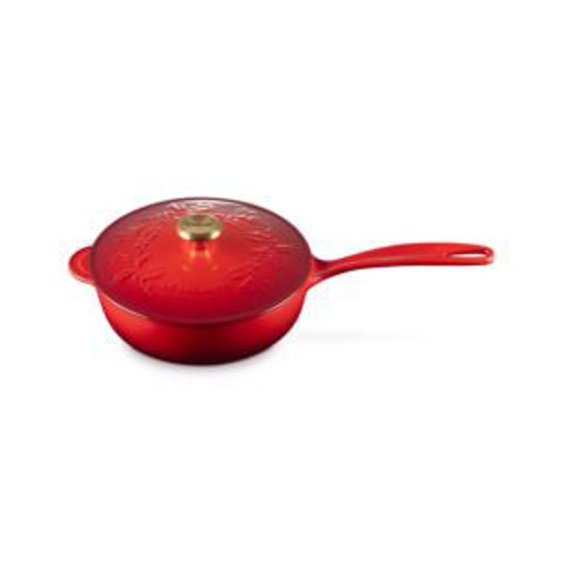 Picture of 2.25qt Holly Collection Cast Iron Saucier w/ Gold Knob Cerise