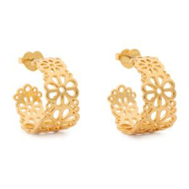 Picture of Spade Flower Lace Hoops - Gold