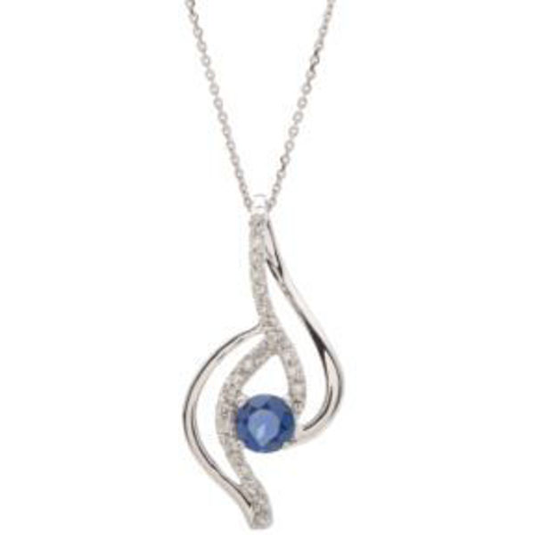 Picture of Sapphire & Diamond Necklace Silver