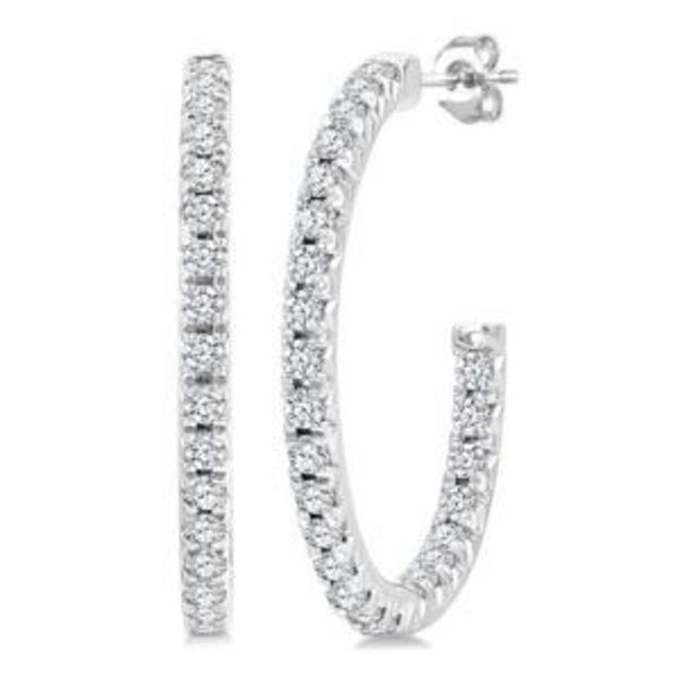Picture of Inside Out Diamond Hoops Silver