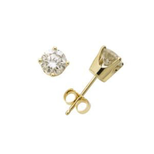 Picture of 14k Yellow Gold Diamond Solitaire Earrings 1.00twt