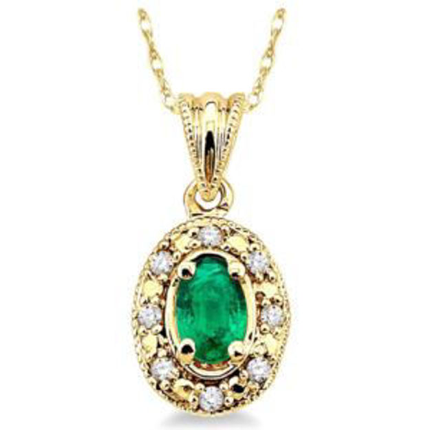 Picture of Diamond & Emerald Oval Necklace