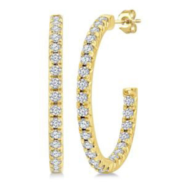 Picture of Inside Out Diamond Hoops Gold