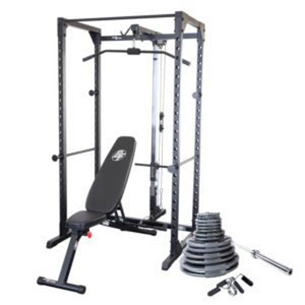 Picture of Best Fitness Power Rack w/Lat, Bench and Weight Set