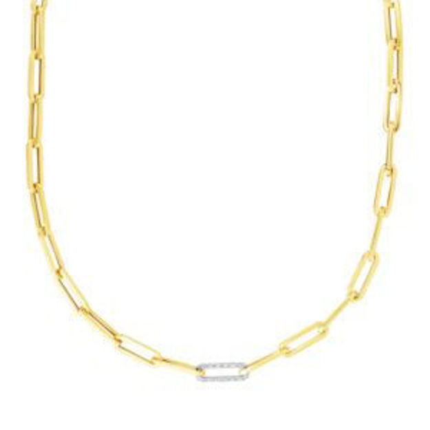 Picture of Paperclip Necklace w/ Diamond Accent Link Gold