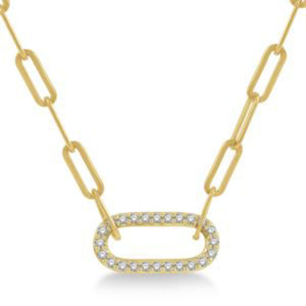Picture of Paperclip Diamond Pendant Necklace Gold