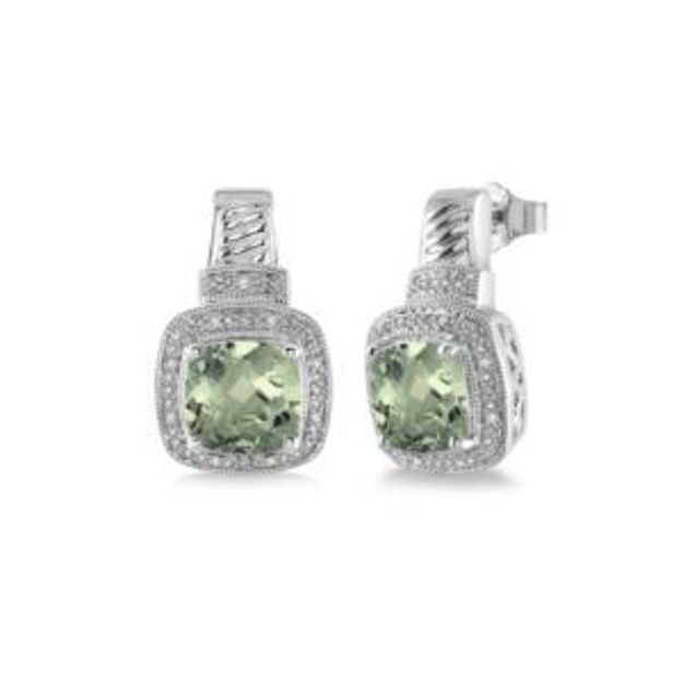 Picture of Green Amethyst & Diamond Earrings