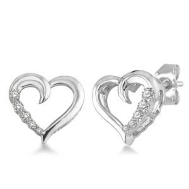 Picture of Diamond Heart Earrings Silver