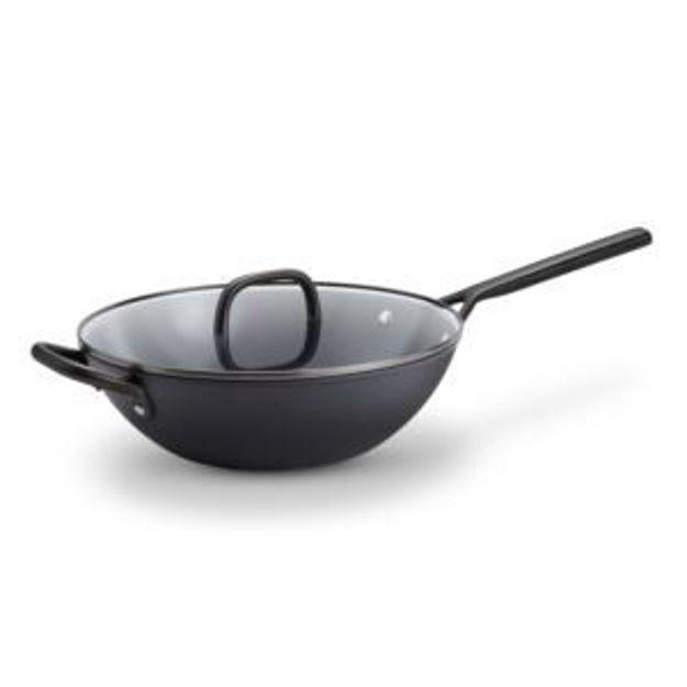 Picture of Milano 12" Aluminum Ceramic Wok w/ Lid Black