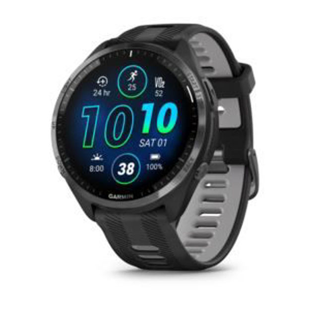 Picture of Forerunner 965 Carbon Gray DLC Titanium Bezel with Black Case and Black Silicone Band