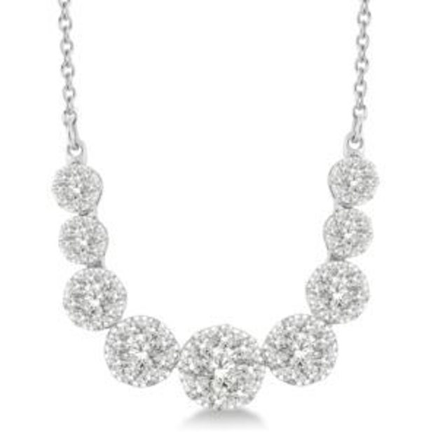 Picture of Diamond Cluster & 14k White Gold Necklace 1.00twt