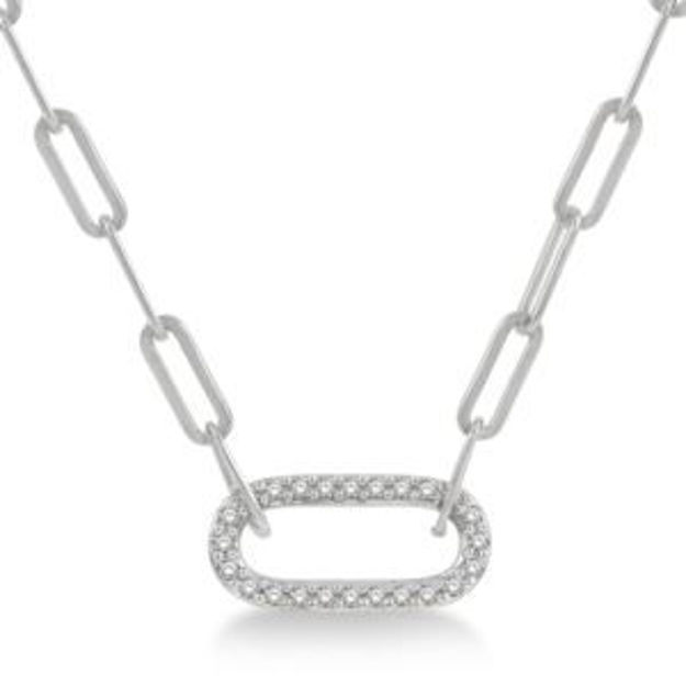 Picture of Paperclip Diamond Pendant Necklace Silver