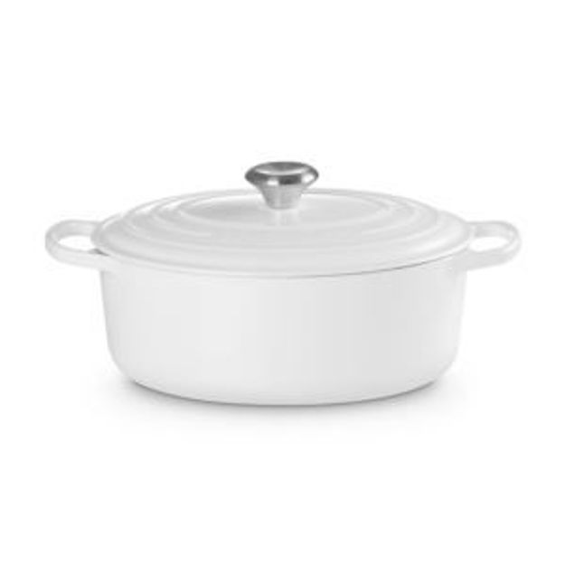 Picture of 5qt Signature Cast Iron Oval Dutch Oven White