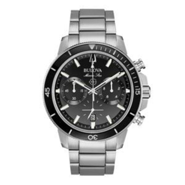 Picture of Mens Marine Star Series C Chronograph Silver-Tone SS Watch Black Dial