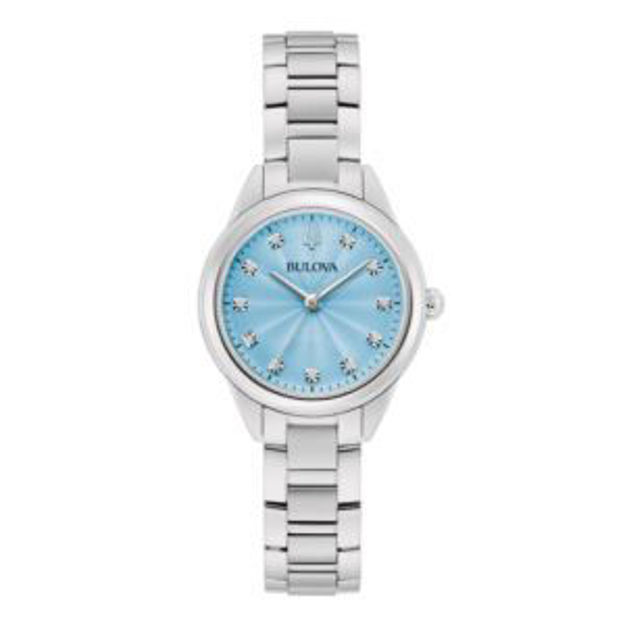 Picture of Ladies Sutton Silver-Tone Stainless Steel Watch Pastel Blue Dial