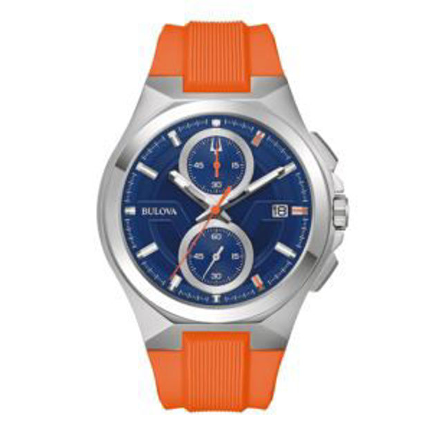 Picture of Mens Marc Anthony Maquina Chronograph Orange Silicone Strap Blue Dial