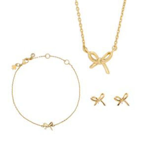 Picture of Girlie Pearlie Bow Jewelry 3pc Set - Gold